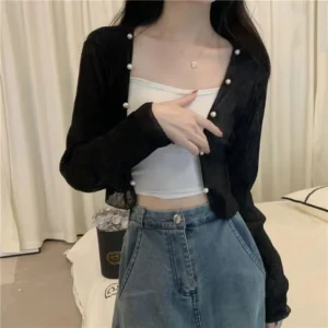 XPQBB Thin Shirt Women White Sun-proof Summer Transparent Short Shirts Female Casual Fashion Long Sleeve Sun Protection Clothing - Image 6