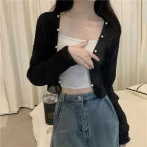 XPQBB Thin Shirt Women White Sun-proof Summer Transparent Short Shirts Female Casual Fashion Long Sleeve Sun Protection Clothing - Image 8