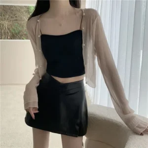 XPQBB Thin Shirt Women White Sun-proof Summer Transparent Short Shirts Female Casual Fashion Long Sleeve Sun Protection Clothing - Image 10